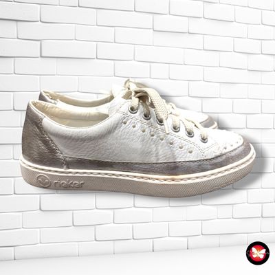 **HOY** Zapatillas de piel RIEKER color Blanco y plateado Talla Calzado 39