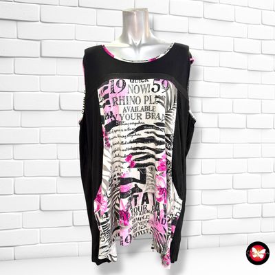 **HOY** Camiseta sin mangas CANDA color Negro, blanco y rosa Talla XXL (grande)