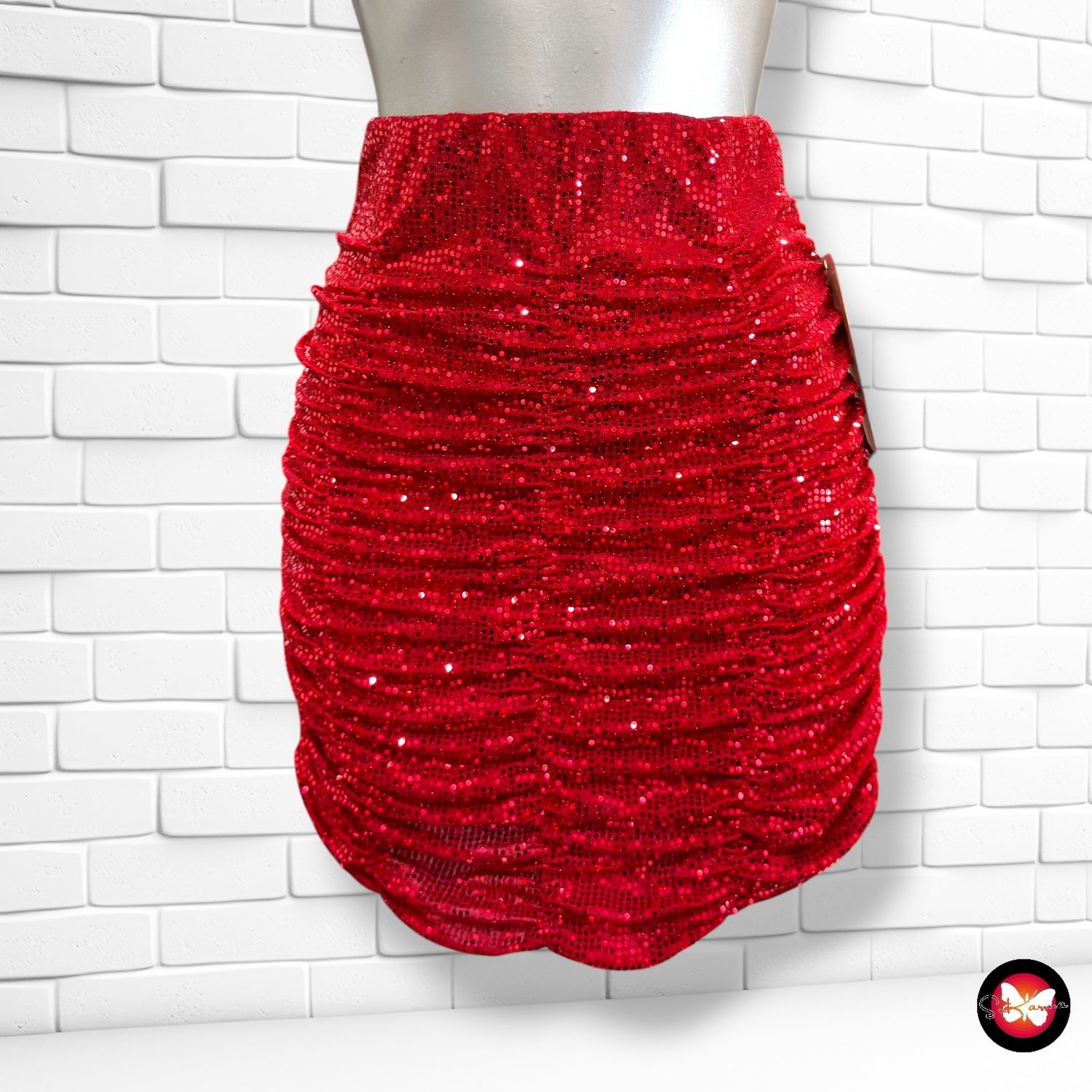 **HOY** Falda de noche de lentejuelas LISA STYLE color Rojo Talla S