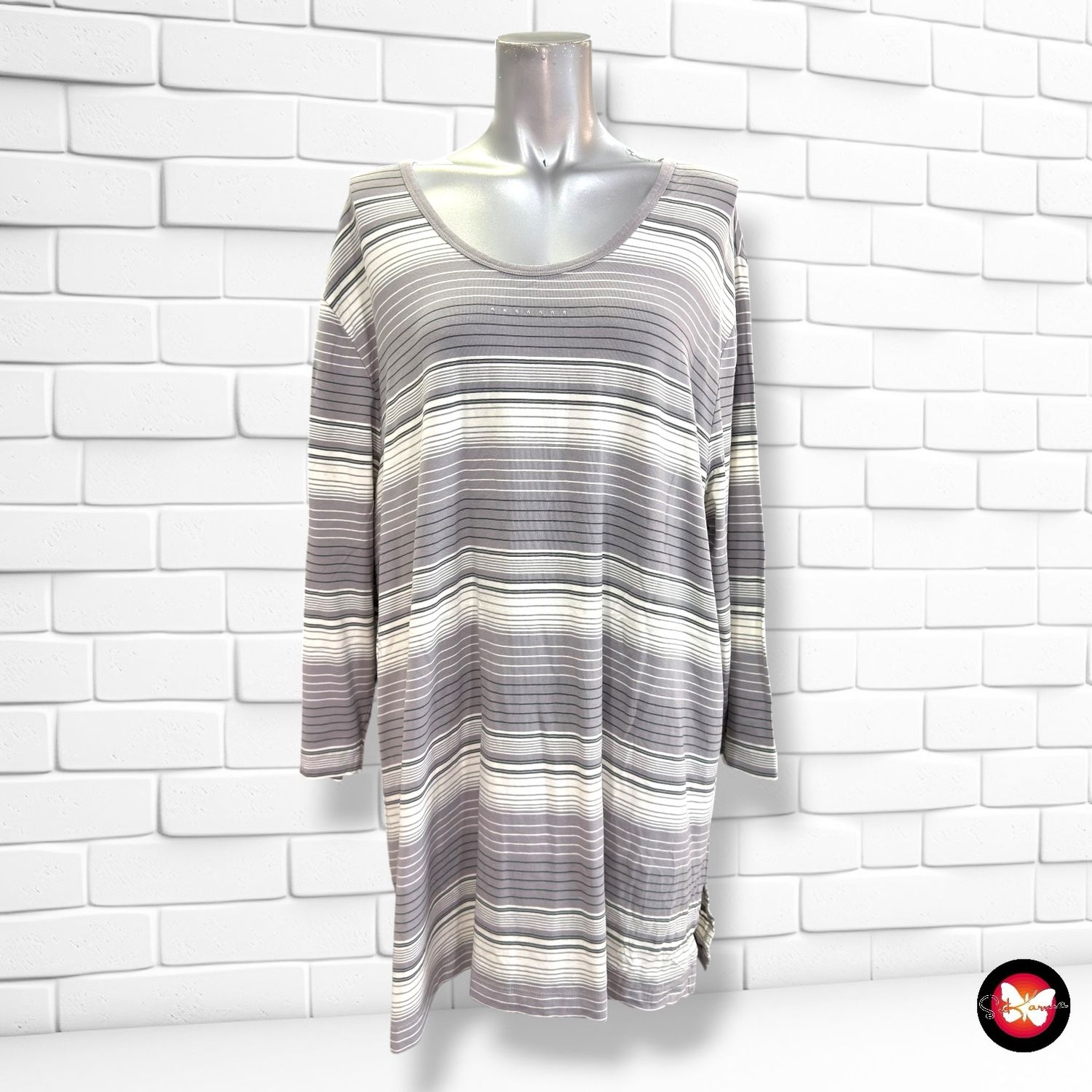 **HOY** Camiseta de media manga de rayitas ONE AND ONE color Gris Talla 3XL