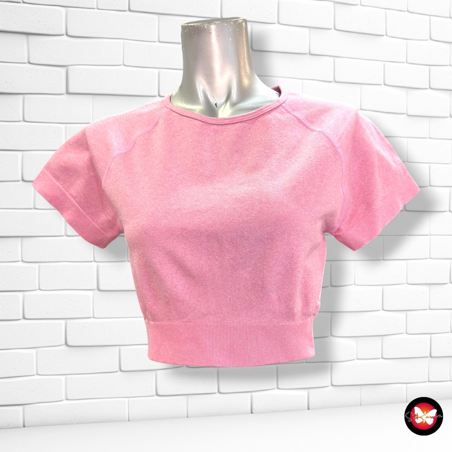 Camiseta deportiva cropped  color Rosa Talla S