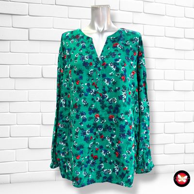 **HOY** Blusa de manga larga estampado flores CECIL color Verde y varios Talla XXL (grande)