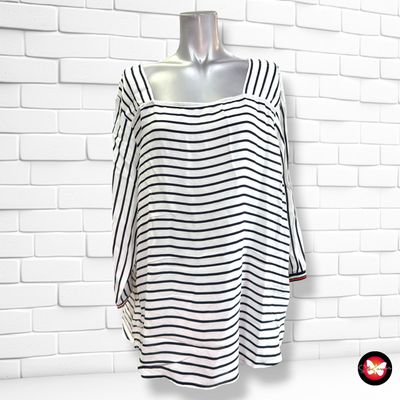 **HOY** Blusa de media manga de rayitas CECIL color Blanco y azul marino Talla XL