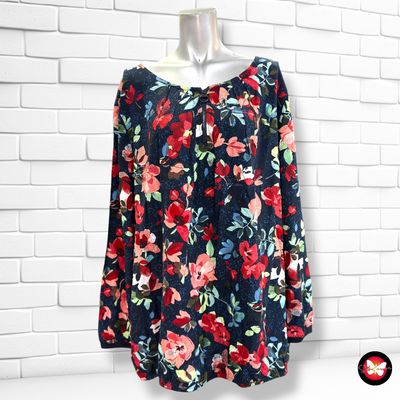 **HOY** Blusa de manga larga estampado flores CECIL color Azul marino y varios Talla XXL