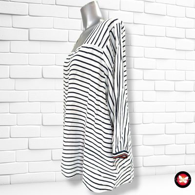 **HOY** Blusa de media manga de rayitas CECIL color Blanco y azul marino Talla XL