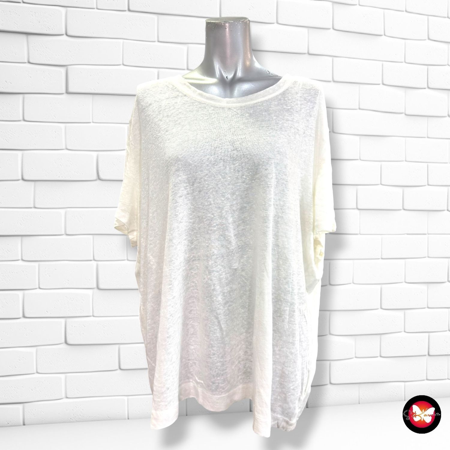 Camiseta de punto de lino H&amp;M color Blanco Talla XXL