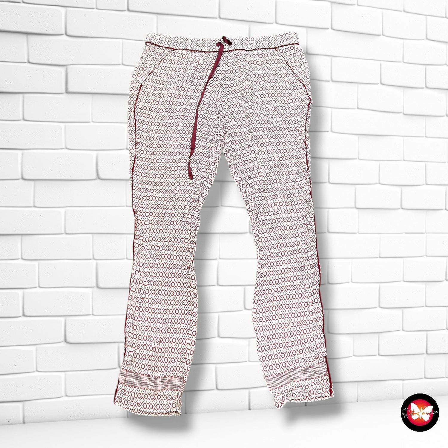 **HOY** Pantalón sueltito TOMMY HILFIGER color Blanco y granate Talla 36 (6USA)