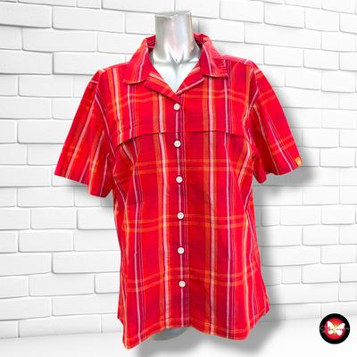 **HOY** Camisa de manga corta de cuadros VAUDE color Rojo y naranja Talla 44