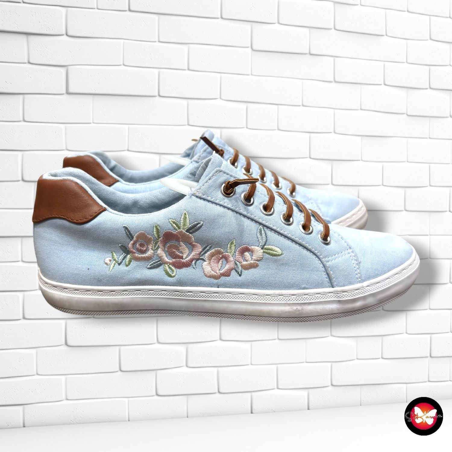 **HOY** Zapatillas de lona con bordados GRACELAND color Celeste Talla Calzado 40