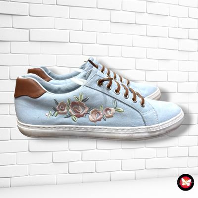 **HOY** Zapatillas de lona con bordados GRACELAND color Celeste Talla Calzado 40