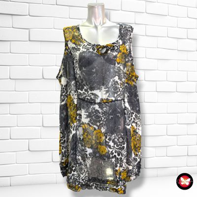 **HOY** Blusa traslúcida sin mangas color Negro, blanco y mostaza Talla XXL