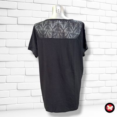 **HOY** Camiseta de manga corta con encaje UP FASHION color Negro Talla 46