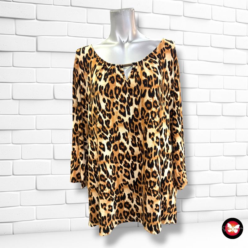 Blusa animal print JANINA color Camel y negro Talla XL (grande)