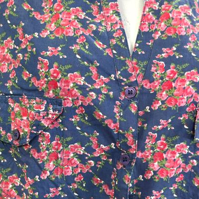 **HOY** Camisa de manga corta de florecitas F&F color Azul y rosa Talla 48