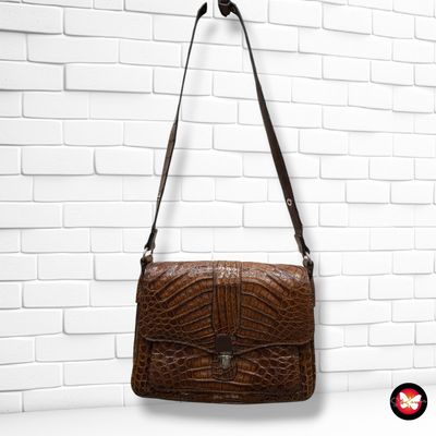 **HOY** Bolso de hombro vintage de cocodrilo JAGUAR color Marrón Talla PEQUEÑO