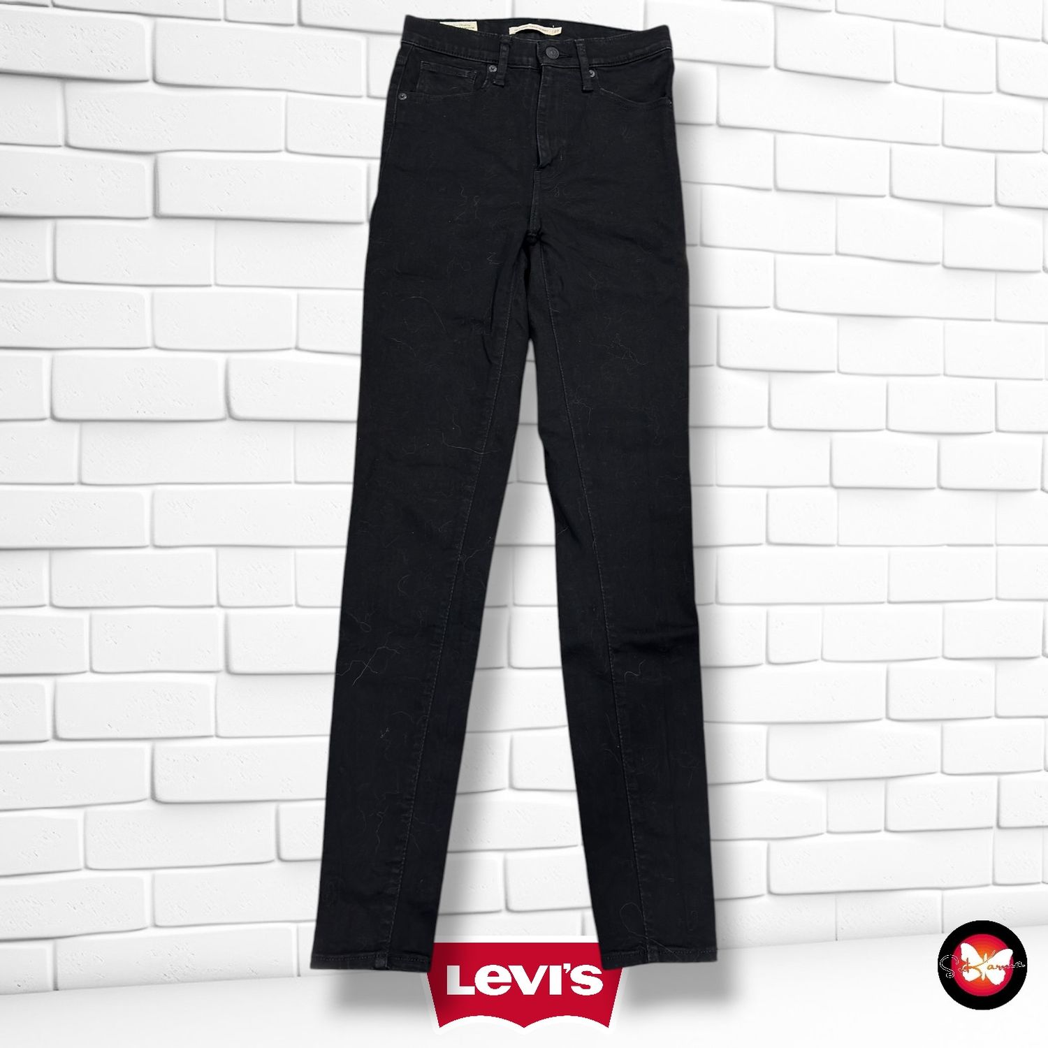 **HOY** Pantalón MILE HIGH SKINNY LEVI’S color Negro Talla S/M (W27)