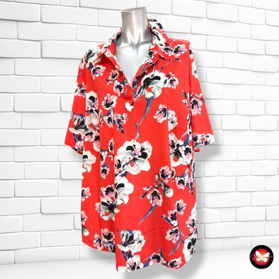 **HOY** Blusa de manga corta de flores M. COLLECTION color Rojo y varios Talla 4XL