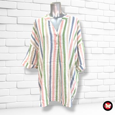 **HOY** Blusa de manga corta de rayas  color Varios Talla 4XL