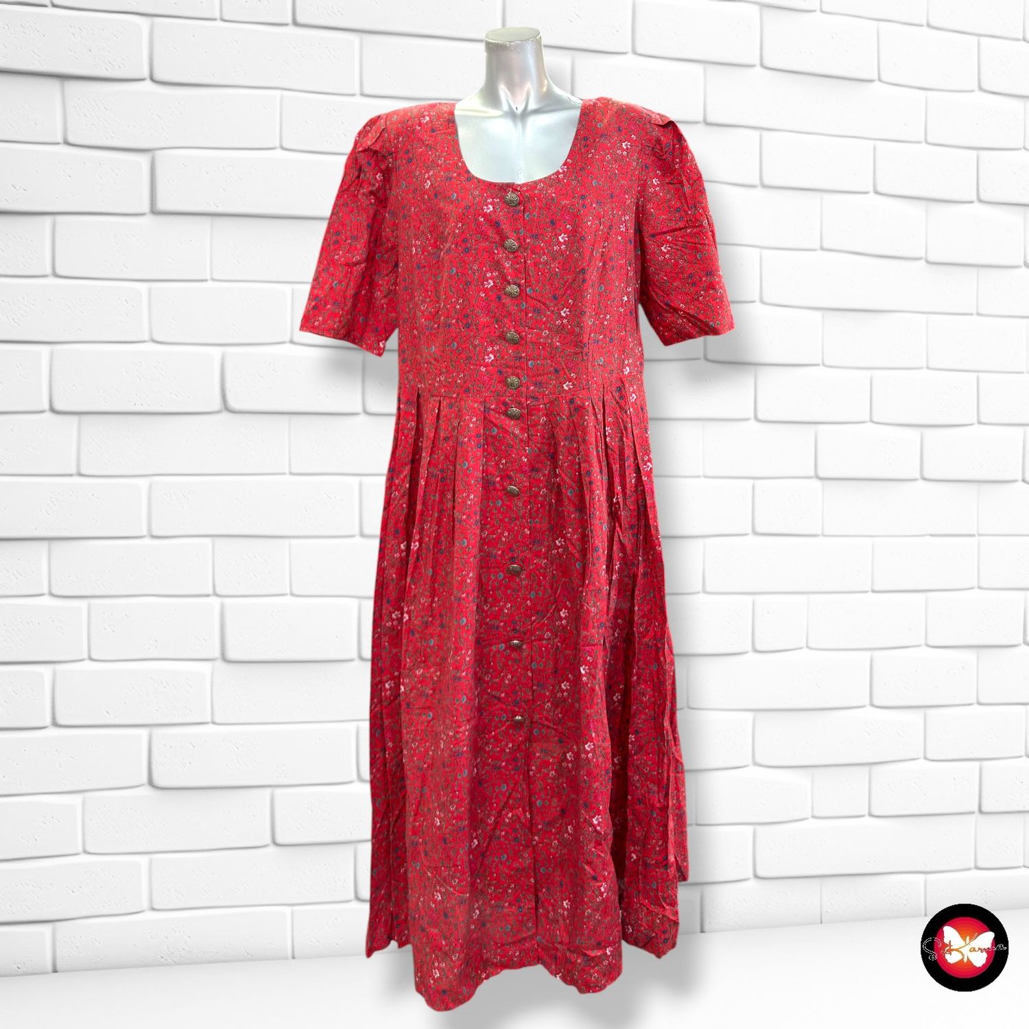 **HOY** Vestido largo de florecitas PETRESSA color Rojo y varios Talla 46