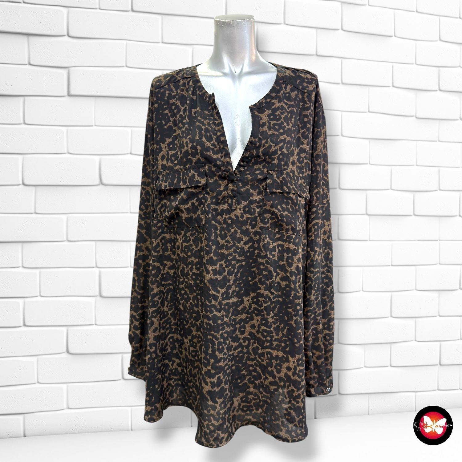 **HOY** Blusa traslúcida de manga larga JANINA color Animal print Talla 52/54