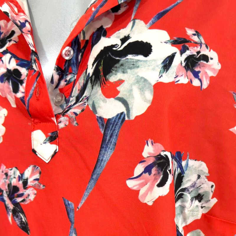 Blusa de manga corta de flores M. COLLECTION color Rojo y varios Talla 4XL