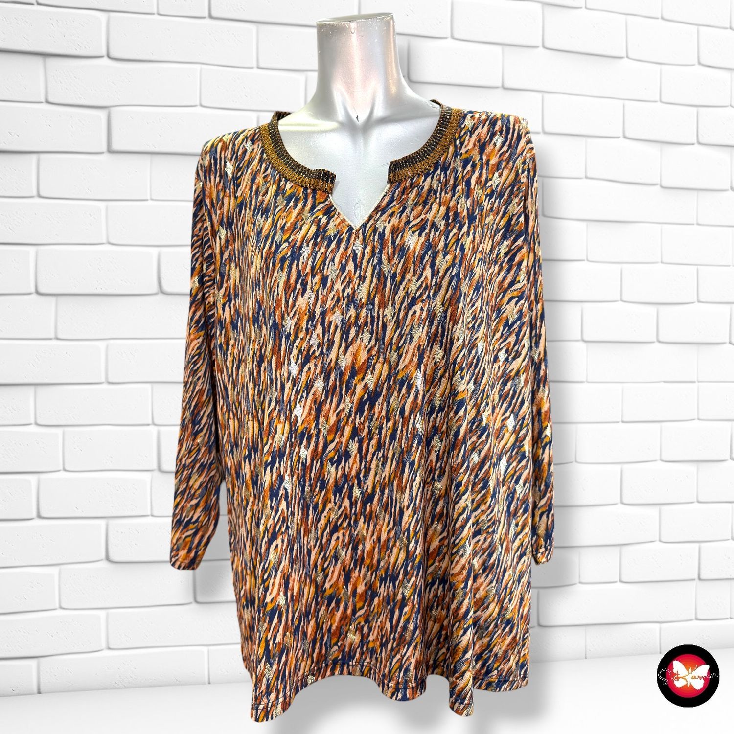 **HOY** Blusa de media manga con brillo CHRISTINE LAURE color Varios Talla XXL