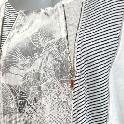 **HOY** Camiseta de manga corta con lino color Blanco y plateado Talla 44
