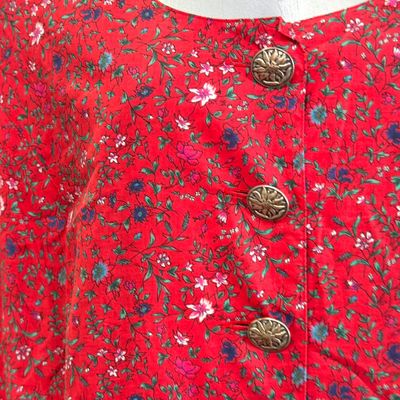 **HOY** Vestido largo de florecitas PETRESSA color Rojo y varios Talla 46