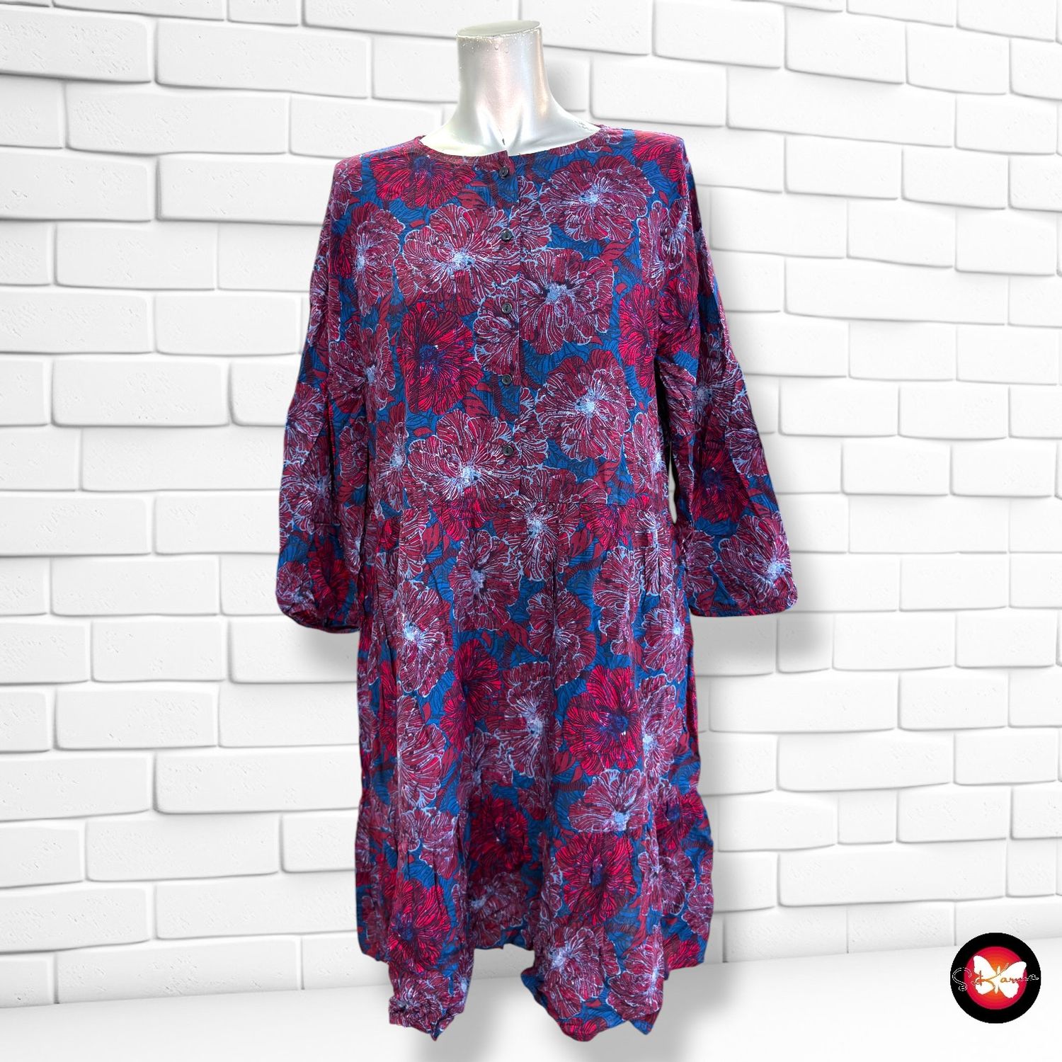**HOY** Vestido blusón INFINITY color Azul y granate Talla 42