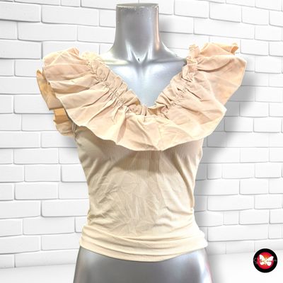 **HOY** Crop top con volante SHEIN color Beige Talla M