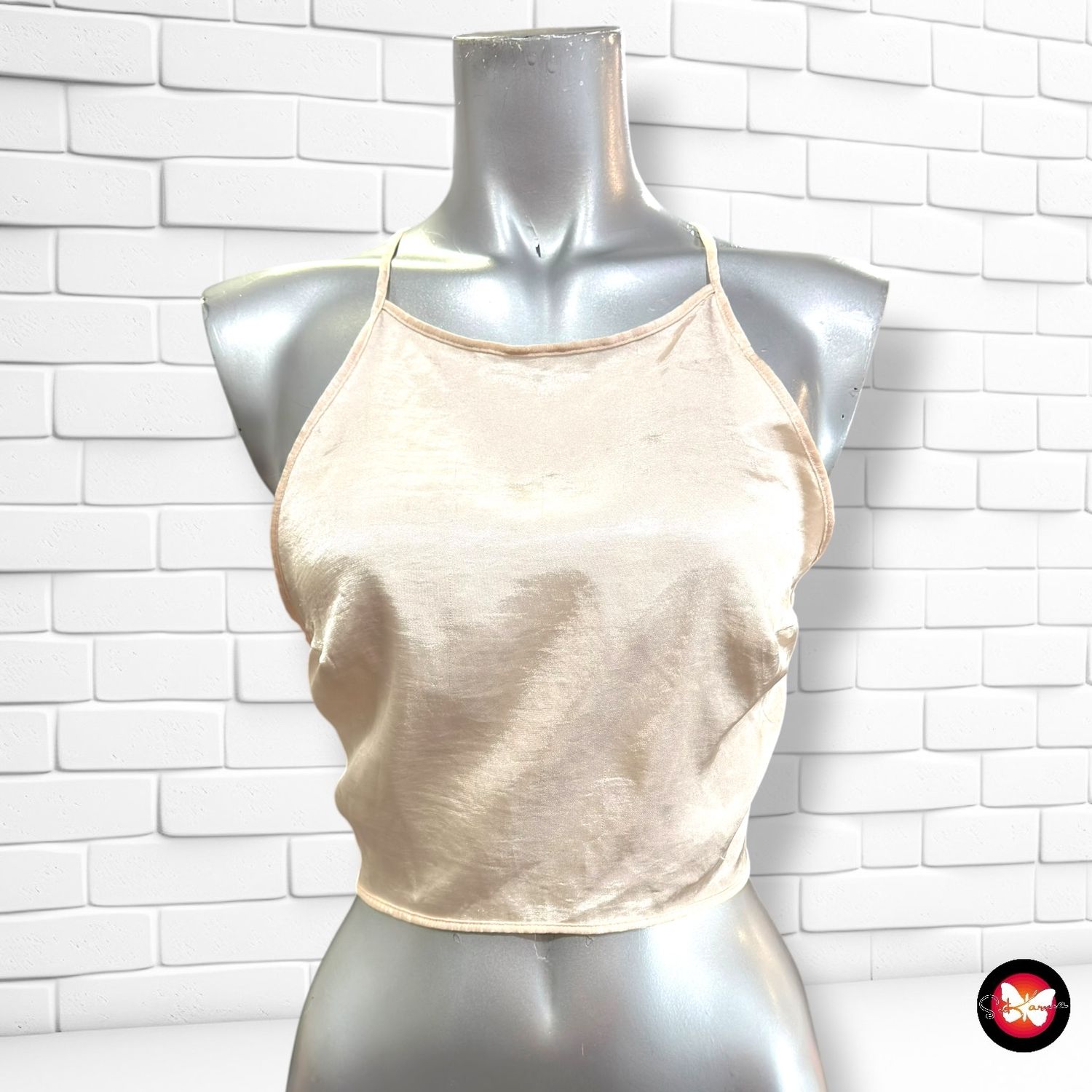 Crop top atado a la espalda  color Nude Talla S