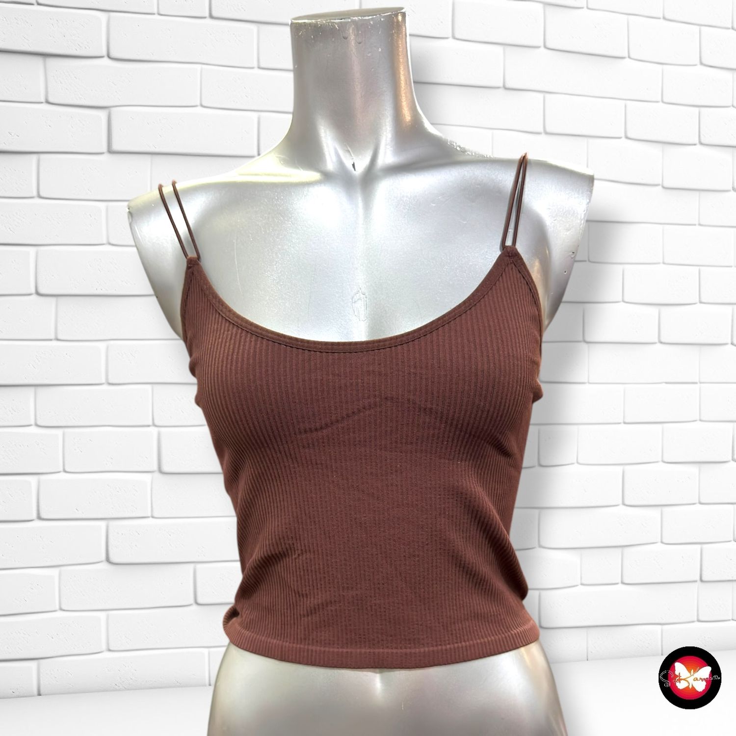 **HOY** Crop top canalé ZARA color Marrón Talla XS