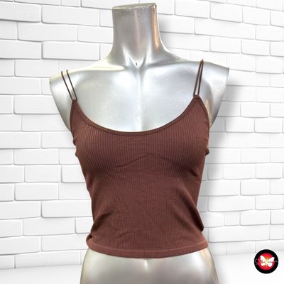 **HOY** Crop top canalé ZARA color Marrón Talla XS