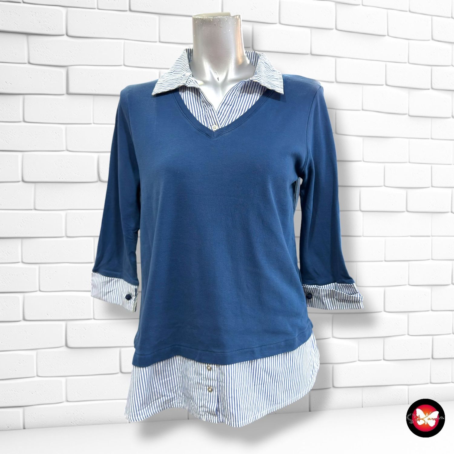 **HOY** Camiseta de media manga con cuello de camisa DANDARA color Azul Talla S