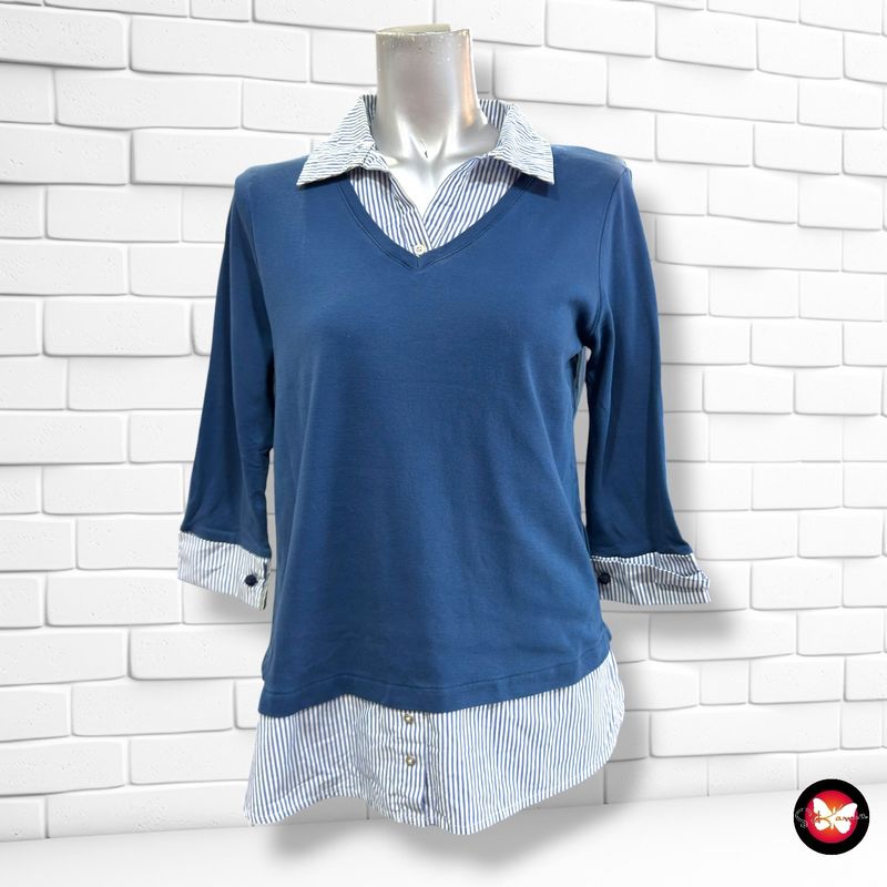 Camiseta de media manga con cuello de camisa DANDARA color Azul Talla S