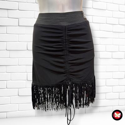 **HOY** Falda de noche con drapeado y flecos  color Negro Talla XS