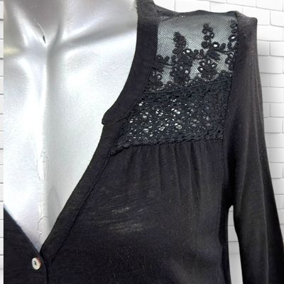 **HOY** Camiseta de media manga con encaje ETAM color Negro Talla XS