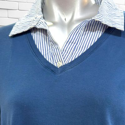 **HOY** Camiseta de media manga con cuello de camisa DANDARA color Azul Talla S