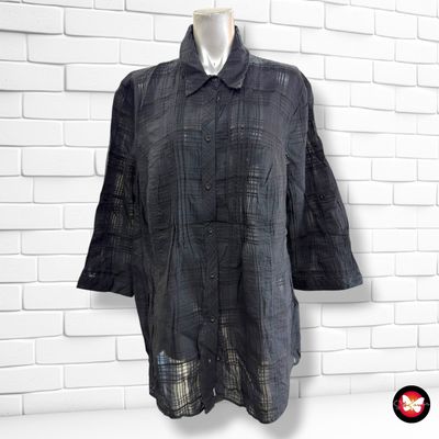 **HOY** Camisa traslúcida de media manga BONITA color Negro Talla 48