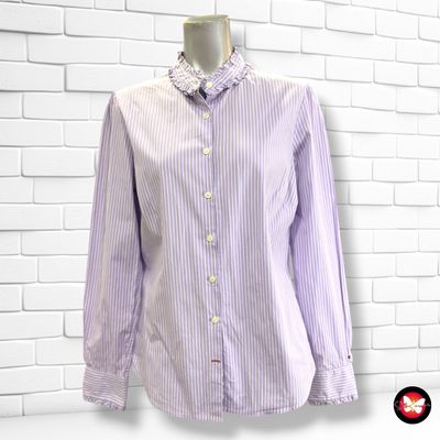 **HOY** Camisa de manga larga de rayitas TOMMY HILFIGER color Lila y blanco Talla 40 (10USA)