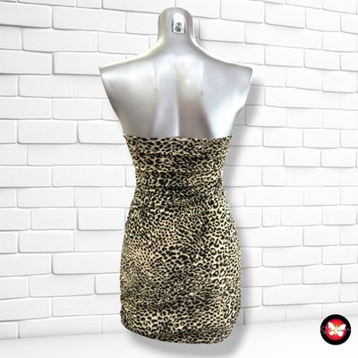 **HOY** Vestido palabra de honor animal print  color Beige y negro Talla XS