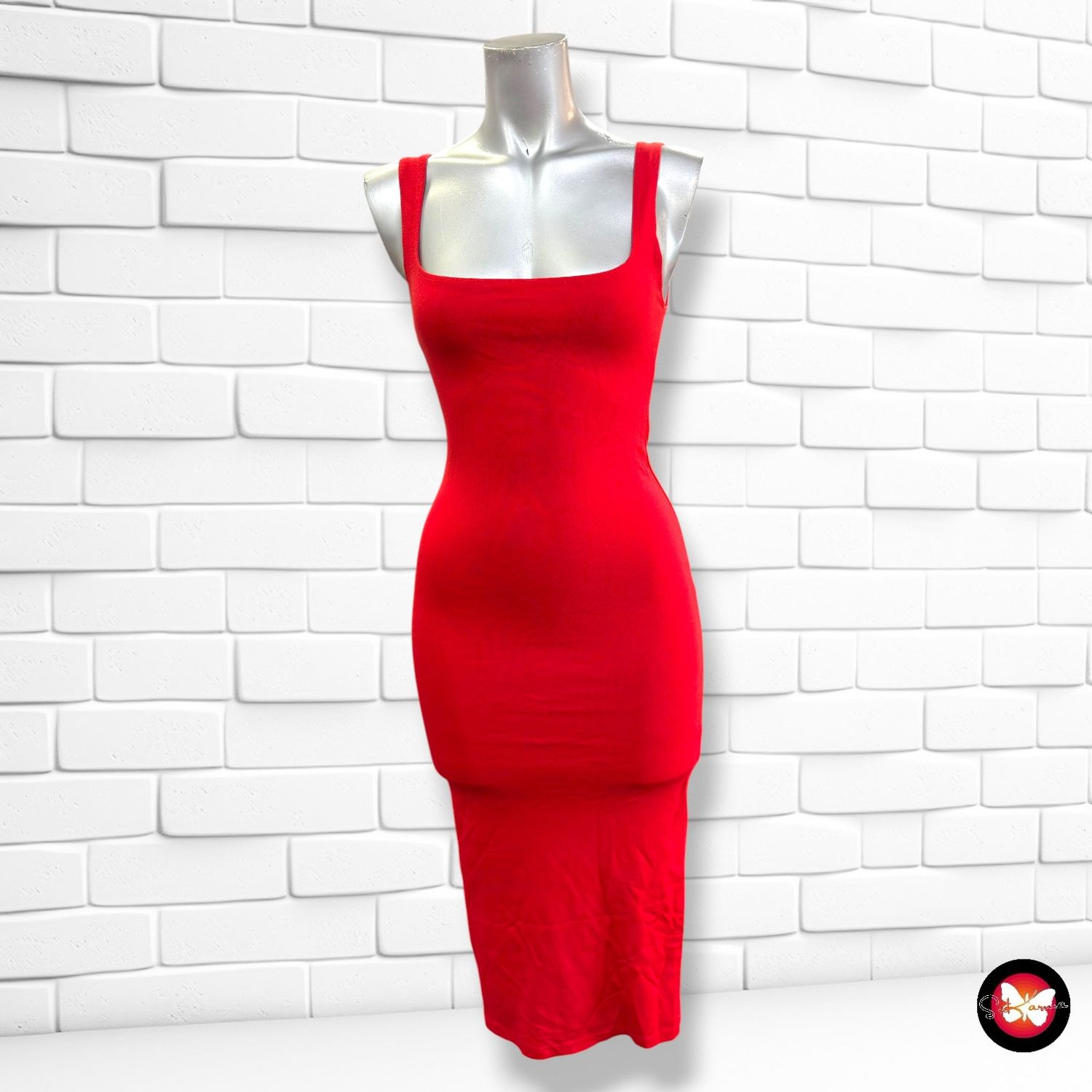 Vestido midi BERSHKA color Rojo Talla XS