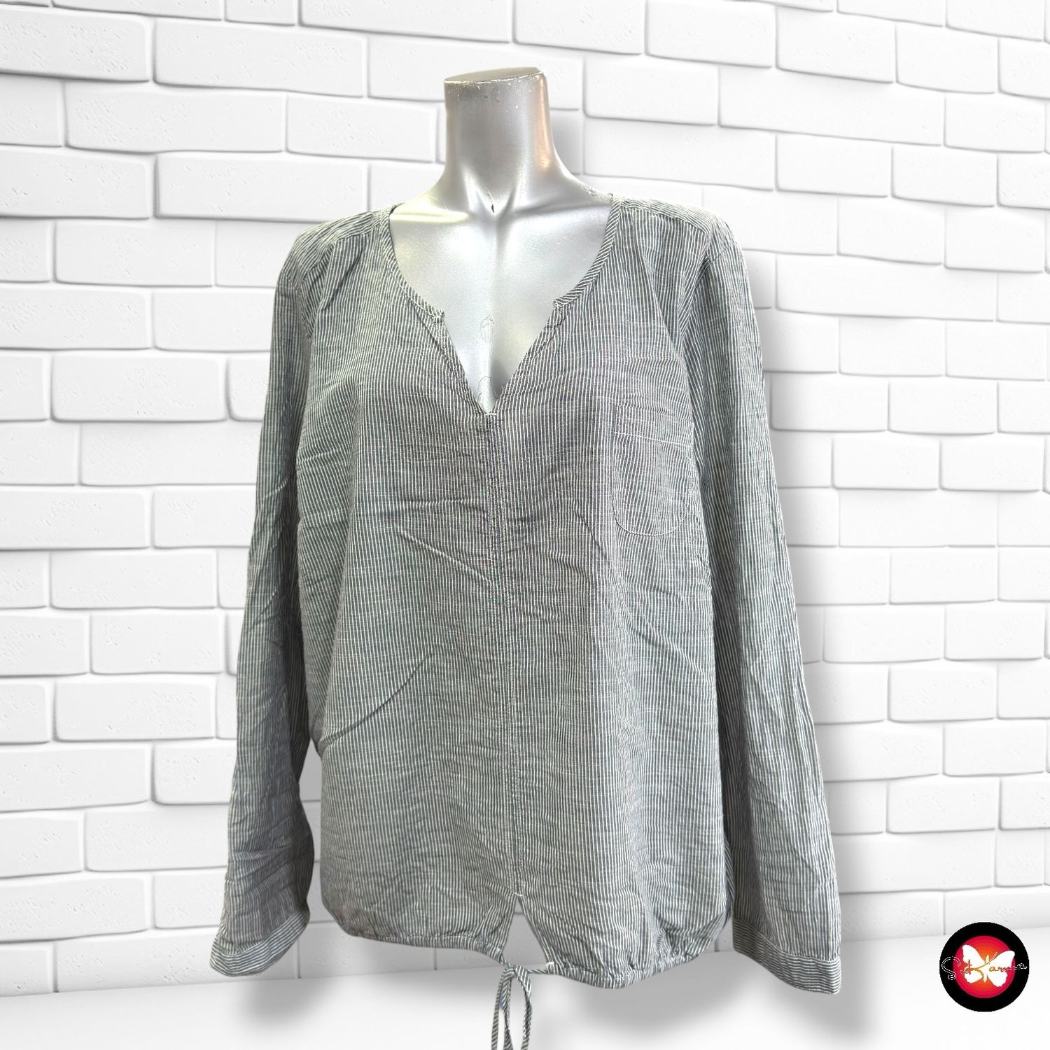 **HOY** Blusa de manga larga de rayitas MY BLUE by TCHIBO color Gris y blanco Talla 48