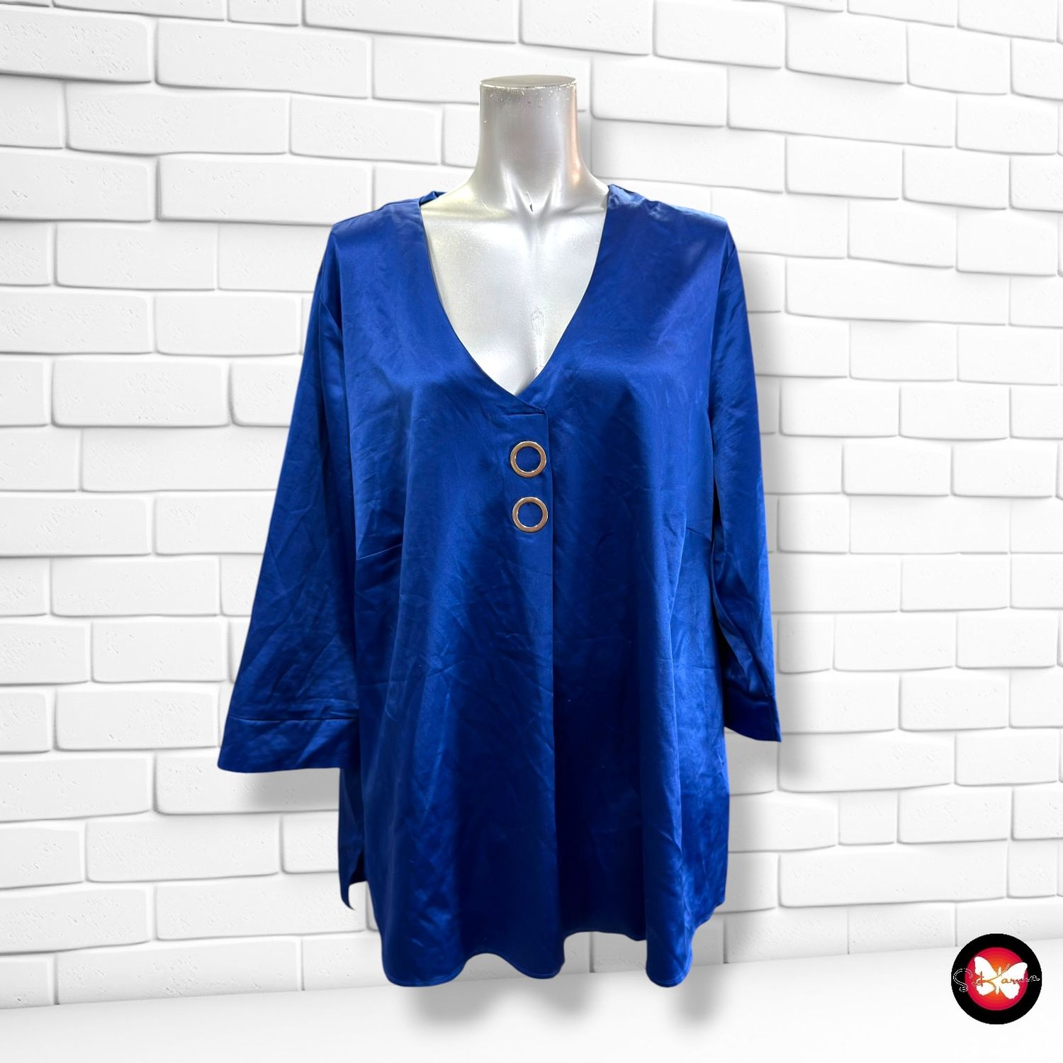 Blusa satinada CREATION L color Azul Talla 46