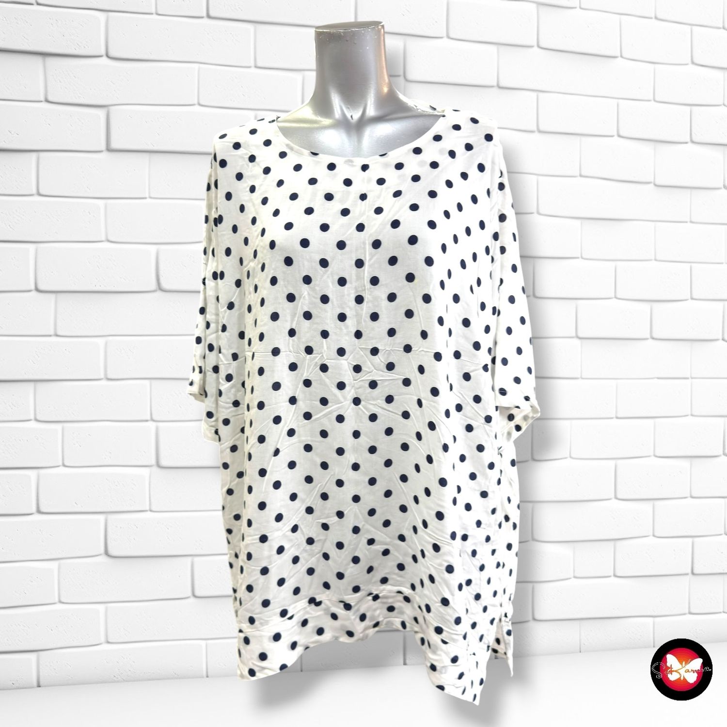 **HOY** Blusa de lunares CLARINA color Blanco y azul Talla 50