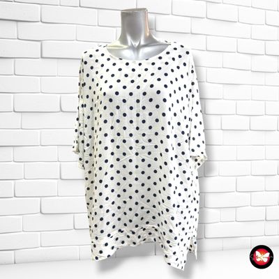 **HOY** Blusa de lunares CLARINA color Blanco y azul Talla 50
