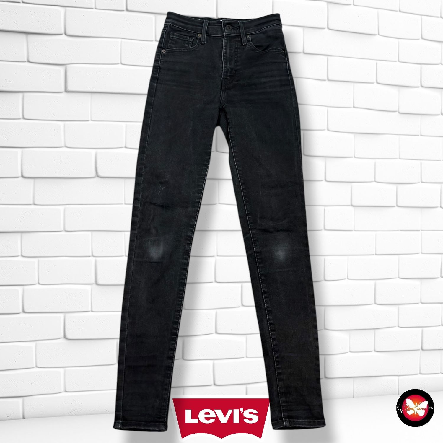 **HOY** Pantalón MILE HIGH RISE SKINNY LEVI’S color Negro vaquero Talla XS (W24)