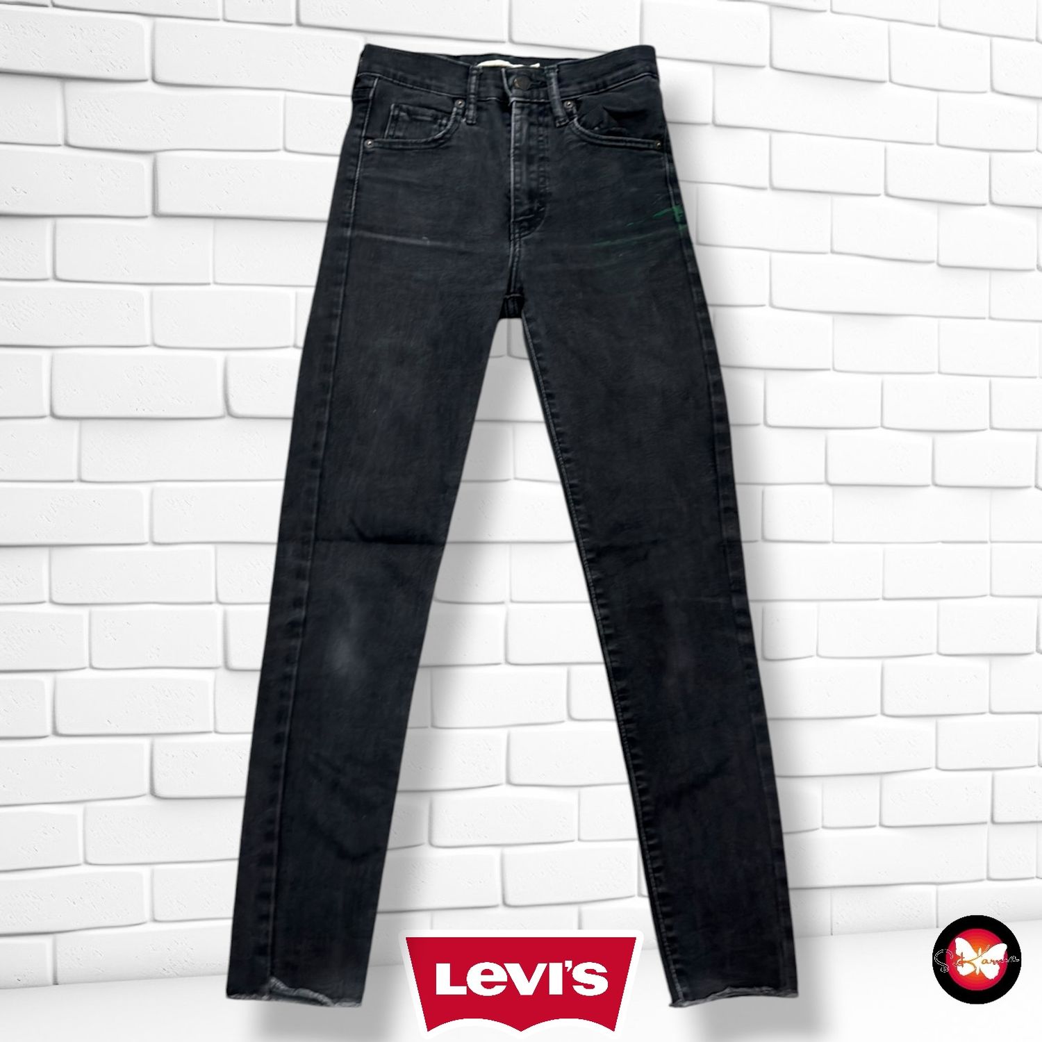 Pantalón MILE HIGH RISE SKINNY LEVI’S color Negro vaquero Talla XS (W24)