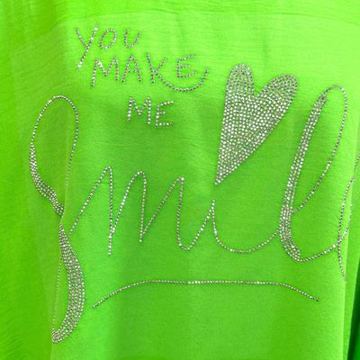 **HOY** Blusa de manga corta con brillo  color Verde Talla ÚNICA GRANDE