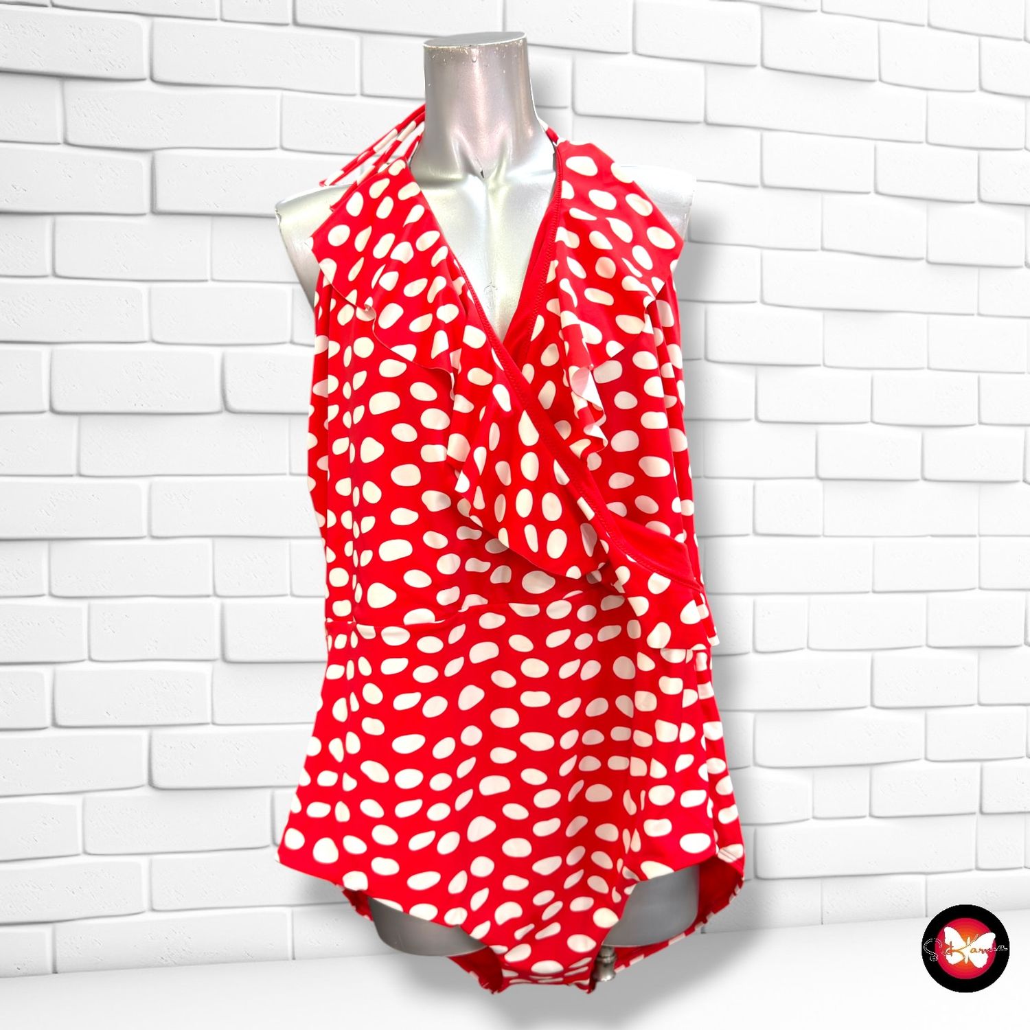 **HOY** Bañador entero de lunares TU color Rojo y blanco Talla 54 (26UK)